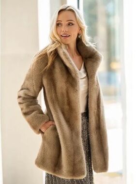 Donna Karan Plush Tan Teddy Jacket